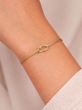 Gold Tone Knot Bracelet Women’s Adjustable Snake Chain Minimalist